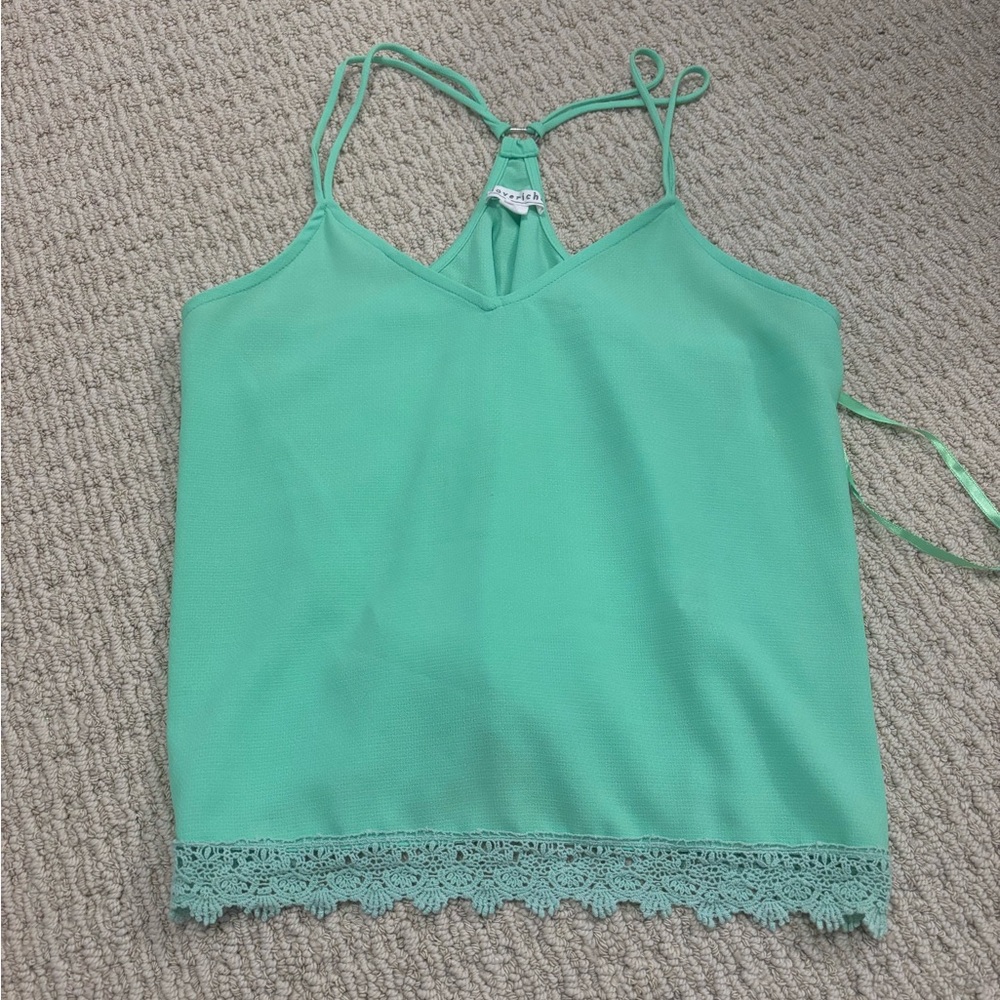 Love Riche Green Backless Tie Front Camisole